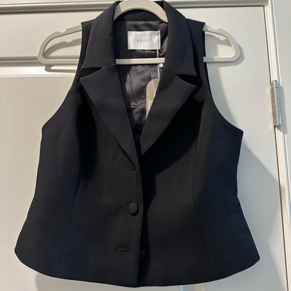 Meshki Tops - Meshki Black Sleeveless Blazer Top